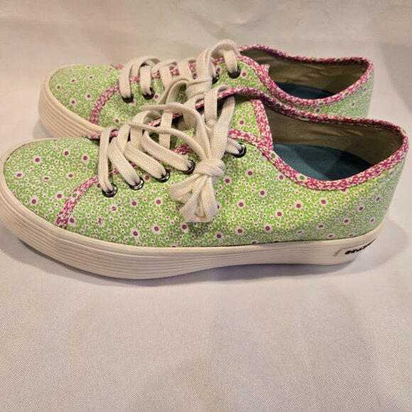 SeaVees Pink Lime Flower Poplin Monterey Sneaker Platform - Womens Size 8 - NEW - Picture 3 of 5